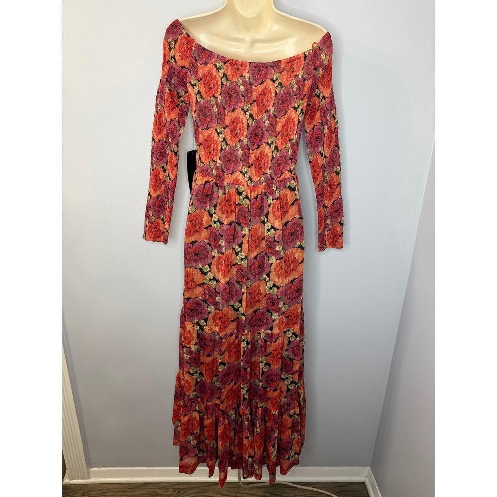 POMANDER PLACE Tuckernuck Rose Chiffon Joni Midi Dress Off Shoulder Sz L New - Picture 8 of 14